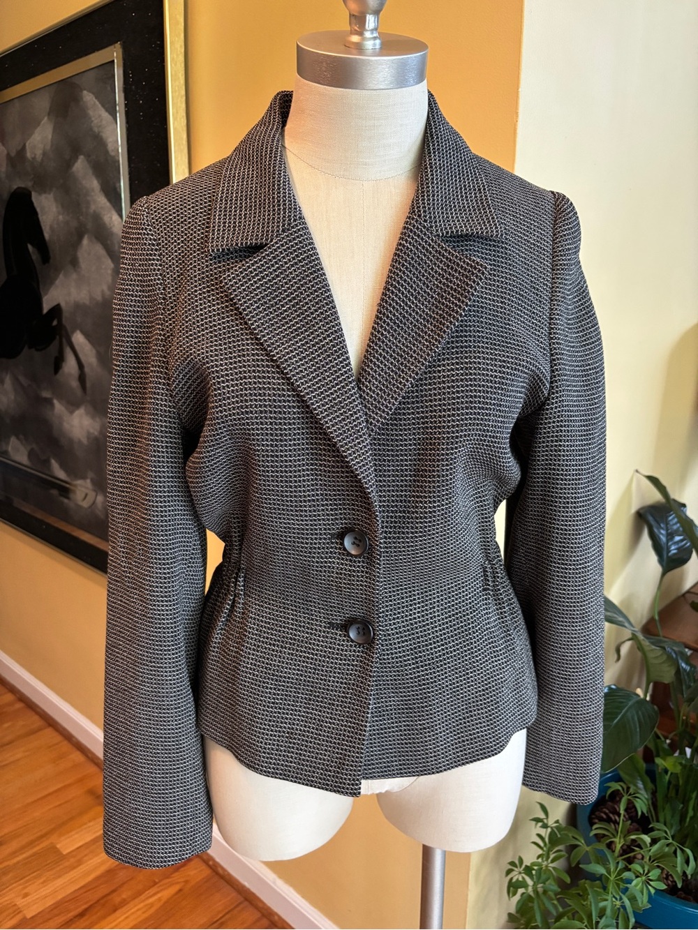 vintage byblos herringbone belted blazer